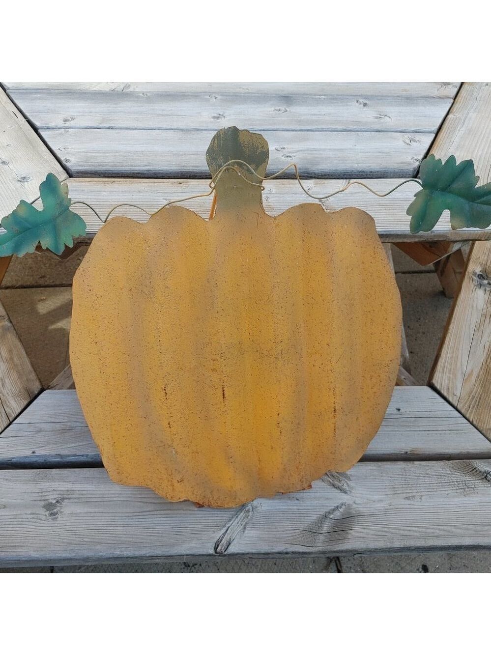 LARGE METAL Pumpkin Decor Sign Art Halloween Thanksgiving Decor Indoor O…